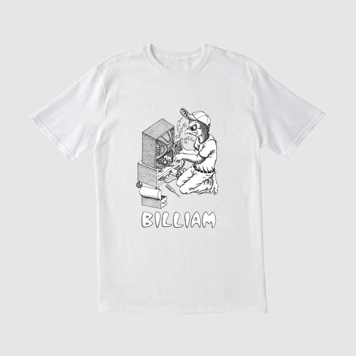 White t-shirt with 'GRIT. HUSTLE. SAVAGE.' text and crossed sticks design on a white background